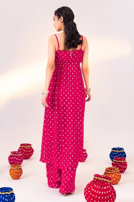 Silky Bindra Polka Dot Woven Tunic & Pant Set 
