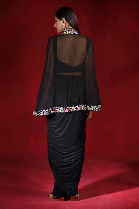 Ruh Clothing Floral Embroidered Blouse Pleated Skirt Set 