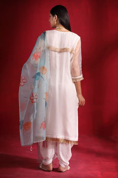 Ruh Clothing Embroidered Kurta Draped Pant Set 