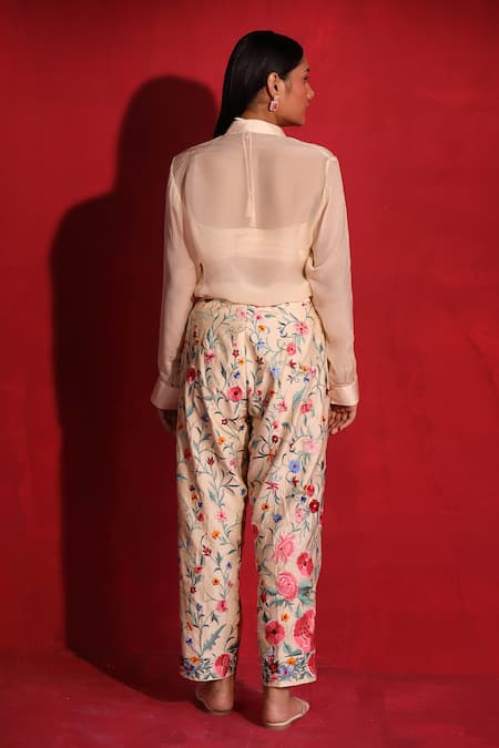 Ruh Clothing Floral Thread Embroidered Pant Set 
