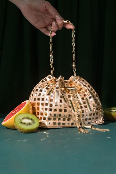 House of Bio Amalfi Crystal Embellished Bucket Bag 