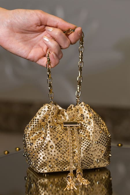 Crystal Mesh Mini Bucket Bag