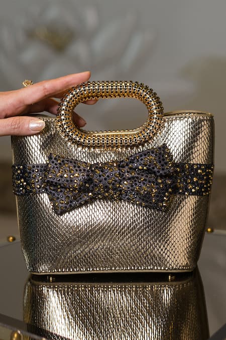 House Of Bio Harpers Bow Textured Tote Bag 