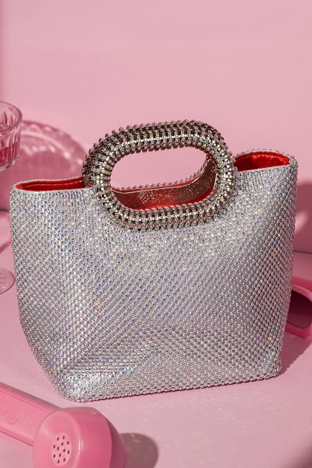House Of Bio Harper Crystal Studded Tote Bag 