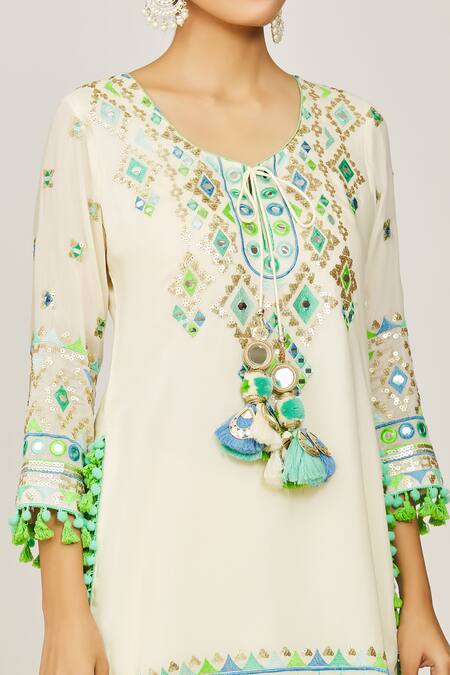 Shop Gopi Vaid Ivory Viscose, Cotton Satin, Net Sequins, Maahika Kurta Layered Sharara Set Online at Aza Fashions Shop_Gopi Vaid_Ivory Viscose, Cotton Satin, Net Sequins, Maahika Kurta Layered Sharara Set _Online_at_Aza_Fashions