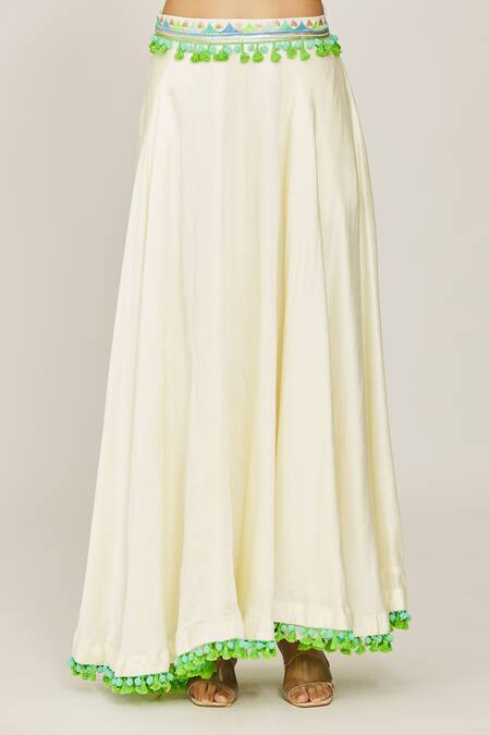 Gopi Vaid Ivory Georgette, Viscose Mirrors, Laira Embridered Blazer Victorian Skirt Set at Aza Fashions Gopi Vaid_Ivory Georgette, Viscose Mirrors, Laira Embridered Blazer Victorian Skirt Set _at_Aza_Fashions