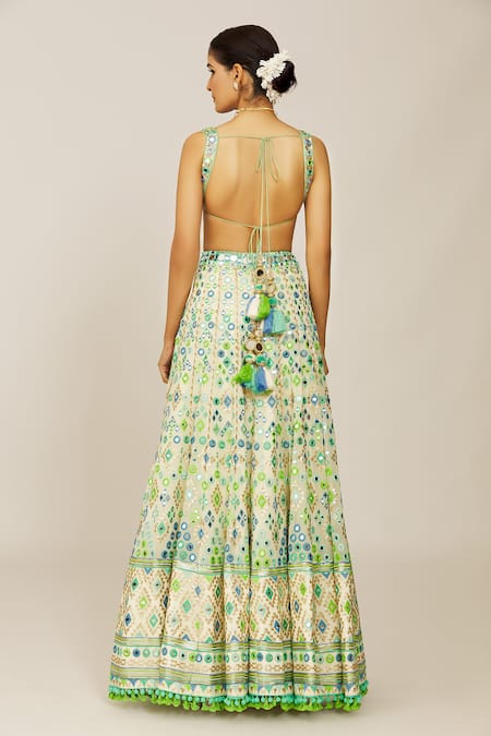 Gopi Vaid Embroidered Ivory Bridal Lehenga Set 