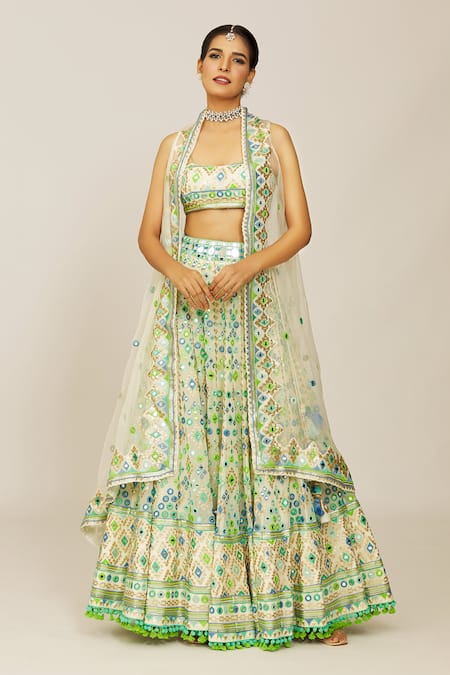 Gopi Vaid Ridhi Embroidered Lehenga Cape Set 