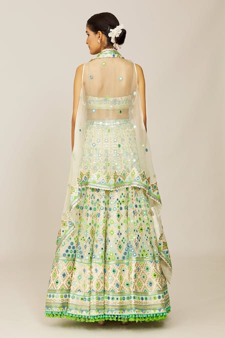 Gopi Vaid Ridhi Embroidered Lehenga Cape Set 