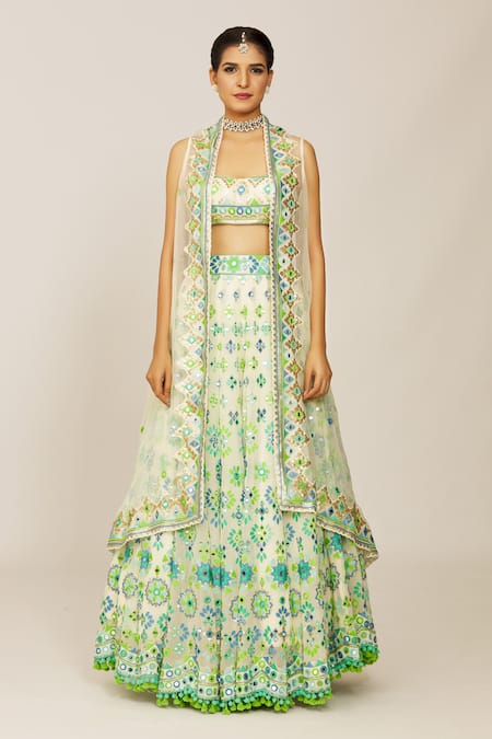 Buy Gopi Vaid Ivory Georgette, Organza Embroidery, Beads, Gayathri Embellished Lehenga Set Online at Aza Fashions Buy_Gopi Vaid_Ivory Georgette, Organza Embroidery, Beads, Gayathri Embellished Lehenga Set _Online_at_Aza_Fashions