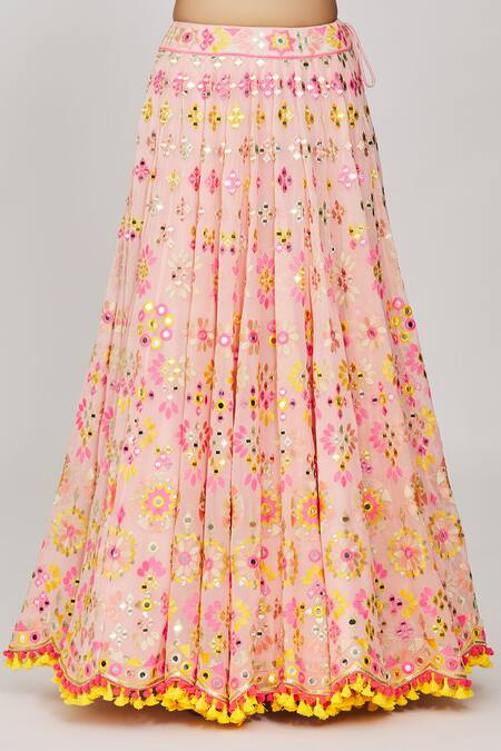 Gopi Vaid Pink Georgette, Viscose, Organza Mirrors, Prisha And Bridal Lehenga Set at Aza Fashions Gopi Vaid_Pink Georgette, Viscose, Organza Mirrors, Prisha And Bridal Lehenga Set _at_Aza_Fashions