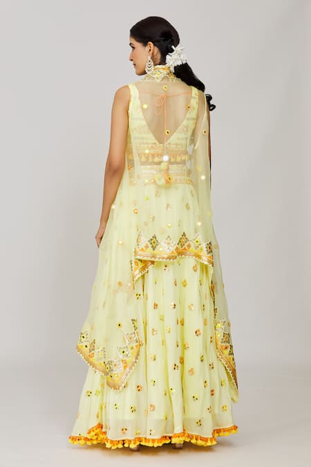 Gopi Vaid Embroidered Cape & Victorian Skirt Set 