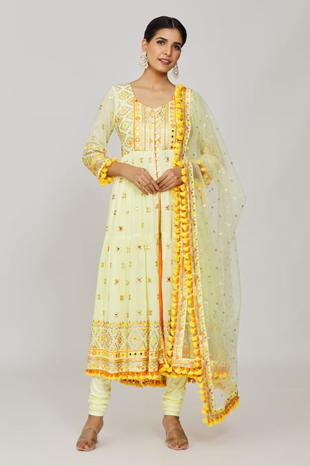 Gopi Vaid Riana Mirror Embroidered Anarkali Set 