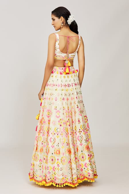 Gopi Vaid Multi Color Georgette, Organza Sequins, Tassels, Anika Mela Bridal Lehenga Set Online at Aza Fashions Gopi Vaid_Multi Color Georgette, Organza Sequins, Tassels, Anika Mela Bridal Lehenga Set _Online_at_Aza_Fashions