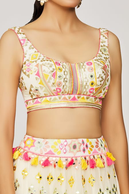 Anika Pink Floral Lehenga Set 116-PNK – indiinside