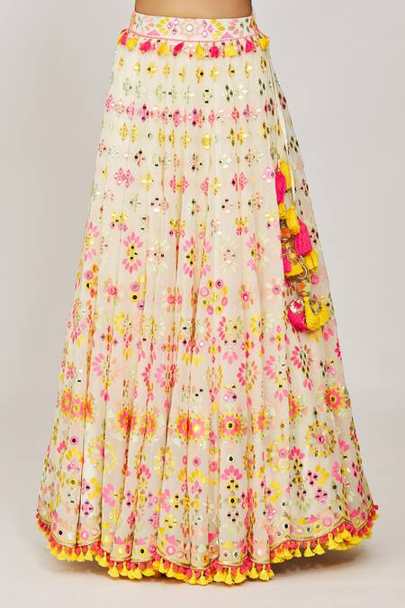 Gopi Vaid Multi Color Georgette, Organza Sequins, Tassels, Anika Mela Bridal Lehenga Set at Aza Fashions Gopi Vaid_Multi Color Georgette, Organza Sequins, Tassels, Anika Mela Bridal Lehenga Set _at_Aza_Fashions