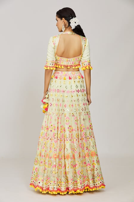 Gopi Vaid Aneha Mela Thread Embroidered Bridal Lehenga Set 