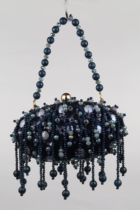 BAG HEAD Blue Semi-precious Stone Abstract Semi Embellished Bag 