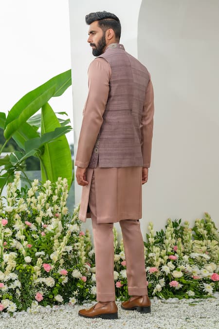 Amrit Dawani Embroidered Brown Bundi Kurta Set 