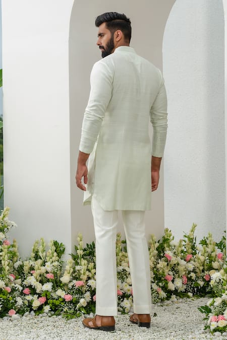 Amrit Dawani Placed Hand Painted Kurta With Bell Bottom Pant 