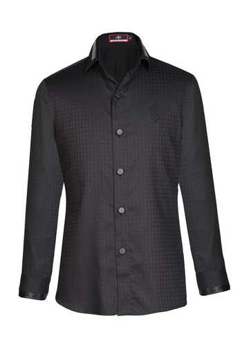 S&N By Shantnu Nikhil_Black Polyester Embroidery Slim Fit Textured Shirt_Online_at_Aza_Fashions