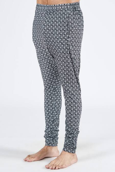Buy_S&N By Shantnu Nikhil_Black Polyester, Viscose Printed Churidar _Online_at_Aza_Fashions