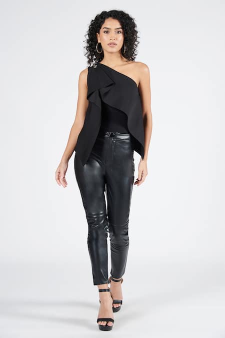 S&N by Shantnu Nikhil Asymmetrical Structured Draped Top 