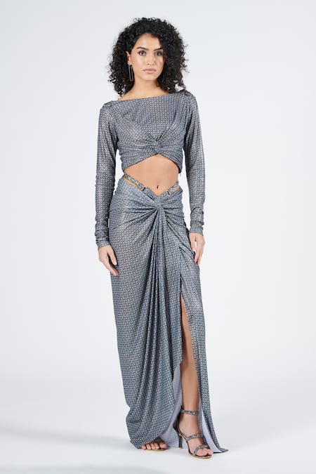 S&N by Shantnu Nikhil Printed Draped Skirt 