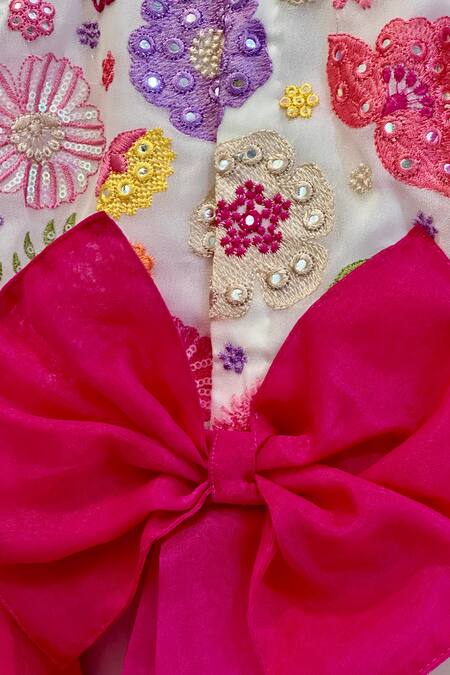 Rage Attire-Sweta Saria_White Organza, Cotton, Silk, Bamboo Embroidery Floral Top And Palazzo Set _Online_at_Aza_Fashions