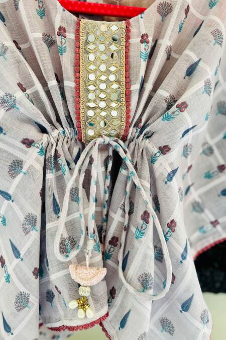 Rage Attire-Sweta Saria_Purple Jersey, Kota Doria, Cotton Hand Block Print Kaftan With Flared Pant_Online_at_Aza_Fashions