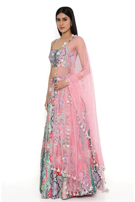 Buy Payal Singhal Red Georgette, Silk, Muslin Tassels, Abstract Floral Print Lehenga Set Online at Aza Fashions Buy_Payal Singhal_Red Georgette, Silk, Muslin Tassels, Abstract Floral Print Lehenga Set _Online_at_Aza_Fashions