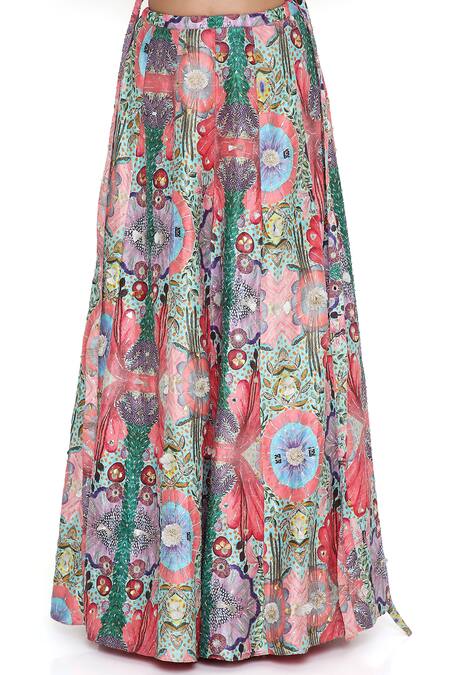 Payal Singhal Red Georgette, Silk, Muslin Tassels, Abstract Floral Print Lehenga Set at Aza Fashions Payal Singhal_Red Georgette, Silk, Muslin Tassels, Abstract Floral Print Lehenga Set _at_Aza_Fashions