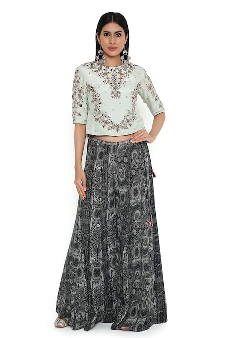 Payal Singhal Flower Embroidered Choli With Sharara 