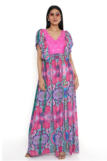 Payal Singhal Abstract Floral Bloom Print Dress 