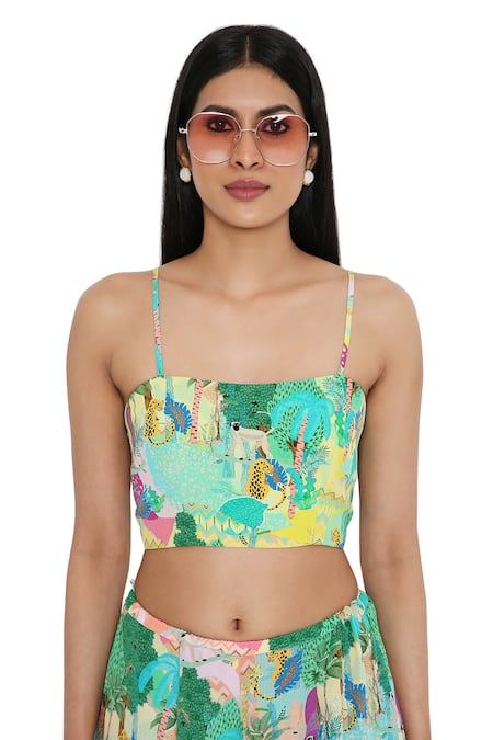 Buy Payal Singhal Multi Color Georgette Print Kuno Top Square Neck Jacket And Palazzo Set Buy_Payal Singhal_Multi Color Georgette Print Kuno Top Square Neck Jacket And Palazzo Set