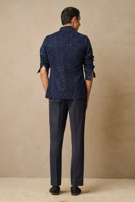 Tarun Tahiliani Velvet Badla & Resham Waistcoat 