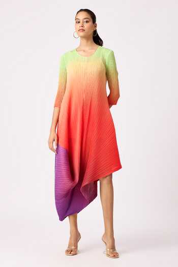 knee length dresses for ladies FIELDS OF GREEN MESH MIDI DRESS  AKIRA