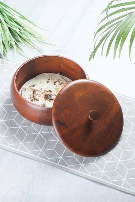 Shop Brick Brown Brown Wood Roti Box at Aza Fashions Shop_Brick Brown_Brown Wood Roti Box_at_Aza_Fashions