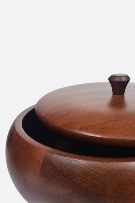 Brick Brown Brown Wood Roti Box Online at Aza Fashions Brick Brown_Brown Wood Roti Box_Online_at_Aza_Fashions