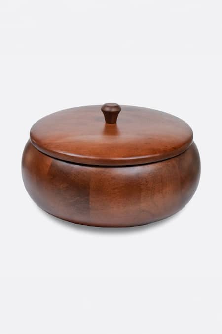 Buy Brick Brown Brown Wood Roti Box Online at Aza Fashions Buy_Brick Brown_Brown Wood Roti Box_Online_at_Aza_Fashions