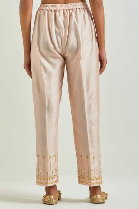 Buy Anantaa By Roohi Pink Silk, Chanderi Sequins, Gota Patti, Embroidery Boat Neck Kurta Pant Set Online at Aza Fashions Buy_Anantaa By Roohi_Pink Silk, Chanderi Sequins, Gota Patti, Embroidery Boat Neck Kurta Pant Set _Online_at_Aza_Fashions