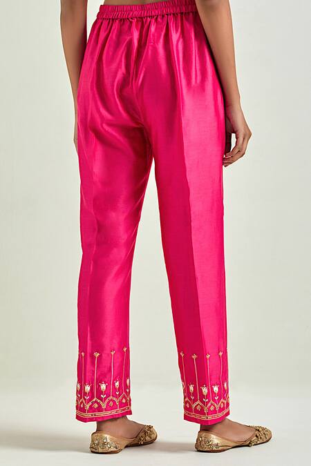 Buy_Anantaa By Roohi_Fuchsia , , Scattered Floral Kurta And Pant Set _Online_at_Aza_Fashions