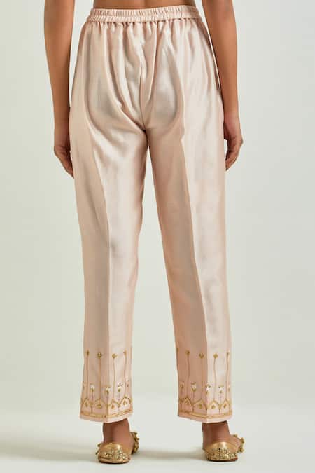 Buy Anantaa By Roohi Pink Silk, Chanderi Sequins, Cut Scattered Floret Embroidered Kurta And Pant Set Online at Aza Fashions Buy_Anantaa By Roohi_Pink Silk, Chanderi Sequins, Cut Scattered Floret Embroidered Kurta And Pant Set _Online_at_Aza_Fashions