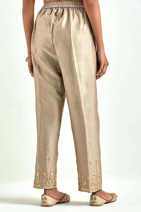 Buy Anantaa By Roohi Brown Silk, Chanderi Sequins, Embroidery, Gota Patti Round Hand Kurta Pant Set Online at Aza Fashions Buy_Anantaa By Roohi_Brown Silk, Chanderi Sequins, Embroidery, Gota Patti Round Hand Kurta Pant Set _Online_at_Aza_Fashions