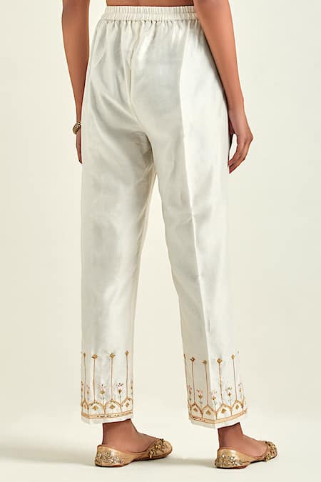 Buy Anantaa By Roohi Off White Silk, Chanderi Sequins, Gota Patti, Embroidery Floral Hand Kurta Set Online at Aza Fashions Buy_Anantaa By Roohi_Off White Silk, Chanderi Sequins, Gota Patti, Embroidery Floral Hand Kurta Set _Online_at_Aza_Fashions