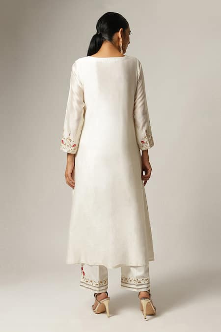 Anantaa By Roohi Silk Chanderi Overlap Kurta Pant Set 