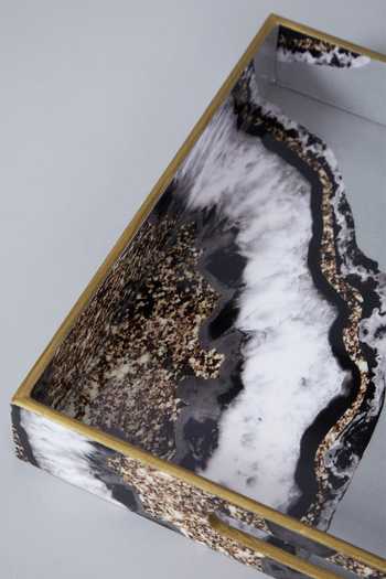 Buy_Assemblage_Grey Mdf Wood With Resin Epoxy Coating Print Marble Bathroom Of 5_Online_at_Aza_Fashions