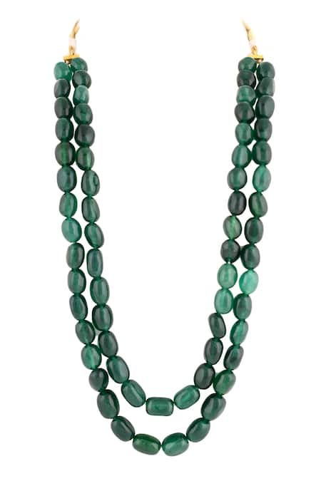 Riana Jewellery Emerald Beads Embellished Long Necklace 