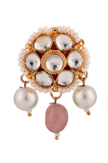 Riana Jewellery_White Stones, Beads, Pearls Tear Drop Floral Necklace Set _Online_at_Aza_Fashions