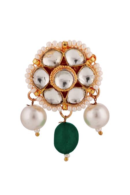 Riana Jewellery_White Stones, Beads, Pearls Layered Tear Drop Necklace Set _Online_at_Aza_Fashions